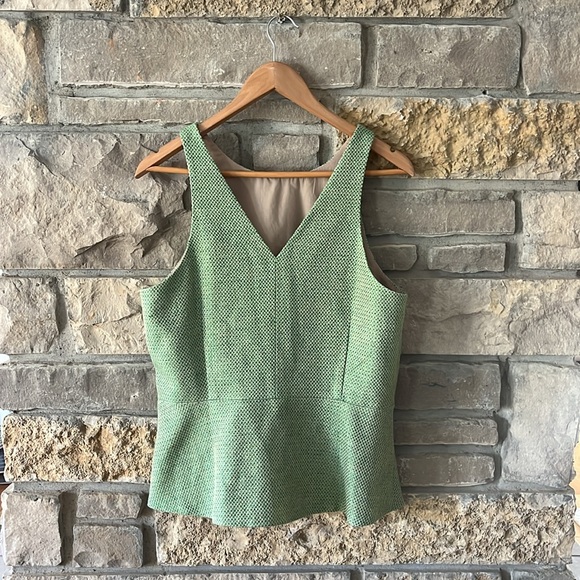 Banana  Republic Green Tweed Peplum Sleeveless Top Size 12 - Picture 8 of 15